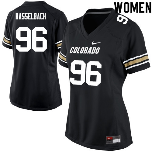 Women #96 Terran Hasselbach Colorado Buffaloes College Football Jerseys Sale-Black